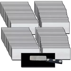 100 KIT BADGE NOME ARGENTO BIANCO 1 1/4 X 3 (A) ETICHETTE MAGNETI SMUSSATI ETICHETTE TRASPARENTI - Foto 1 di 7