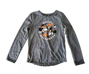 Camisa Disney Mickey Minnie Mouse Niña Estampado Halloween Gris Manga Larga Talla 8 - Imagen 1 de 5