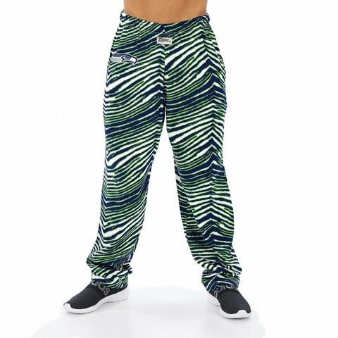 Zubaz NFL Men's Seattle Seahawks Classic Zebra Print Team Logo Pants Cover