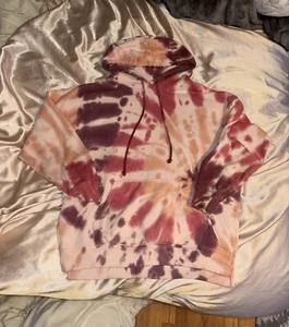 American Eagle Pullover Hoodie Sweatshirt Extra Small Tie Dye Red Orange - Picture 1 of 2