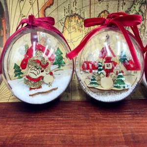 UK STOCK 2PCS Snow Ball Globe Christmas Hanging Ornament Xmas Deer Santa Angel - Picture 1 of 10
