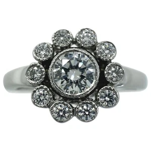 Vintage Tiffany & Co Enchanted Flower Natural Diamond Platinum Halo Cluster Ring - Picture 1 of 10