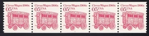 2452 Trans. Issue – 05c "Circus Wagon" PNC 5 Plate # 1 MNH Tagged - Picture 1 of 2