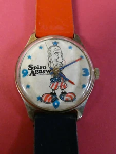 Reloj Spiro Agnew Original Años 70 - Todavía Funciona - Hecho en Suiza - Banda Roja Blanca Azul - Imagen 1 de 6