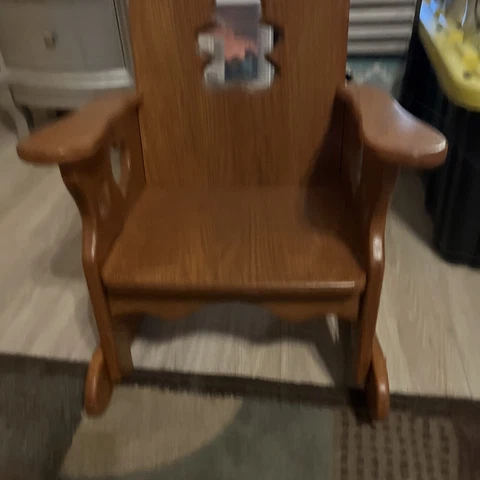 Solid Oak Wood Child Rocking Chair Handcrafted Cover