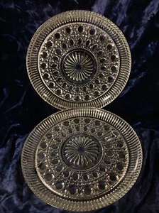 Lot 2 American Brilliant Cut Windsor clear wicker Glass Plates 9" dinner Plate - Picture 1 of 3