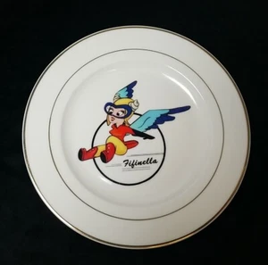 Disney Fifinella Glass 8" Plate Vintage WWII Air Force Service Pilot Gremlins  - Picture 1 of 3