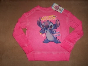 NEW, GIRLS DISNEY STITCH LONG SLEEVE GRAPHIC TEE, SIZE 6/7 - Picture 1 of 2