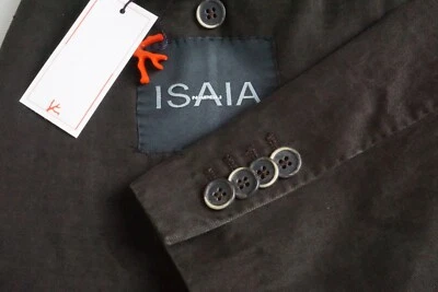 Chaqueta Abrigo Deportivo Isaia 100% Algodón Marrón Sólido 38R TOTALMENTE NUEVA CON Etiquetas  Foto 1 de 4