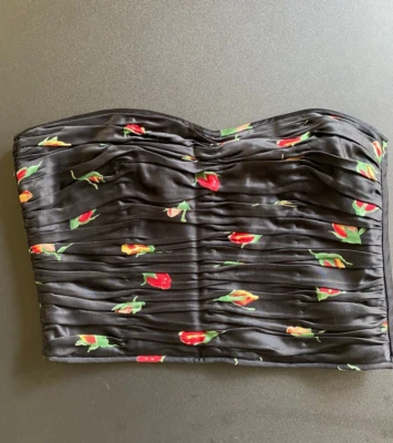 Top tubo bustier plisado rosa negro París Emmanuel Ungaro Paralle vintage años 80 Foto 1 de 4