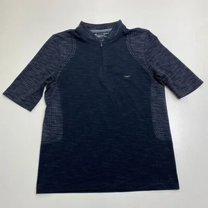 Under Armour 1/4 Zip Heatgear Top Womens L Black Gray Fitted Short Sleeve Golf - Picture 1 of 11