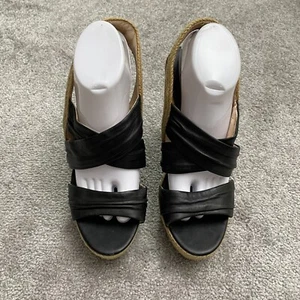 Boutique 9 Espadrille Wedge Sandals Womens 10M Brown Black Slip On Slingback - Picture 1 of 16
