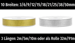 Brokatband 2ct/m Lurexband Gold Silber Dekoband Geschenkband Schleifenband Band - Bild 1 von 3