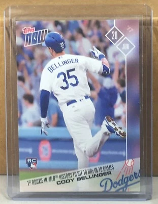 2017 TOPPS NOW #272 CODY BELLINGER DODGERS ROOKIE 10 HR 10 GAME Print Run 2257   - Image 1 of 2