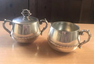 Vintage Silver-plated Ornate Sugar Bowl & Creamer Set - Image 1 of 4