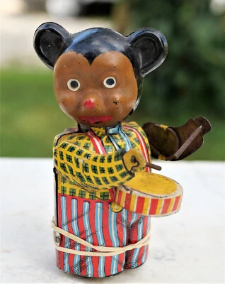 JOUET ANCIEN Jouet Mécanique WAMOO Panda au tambour Tin clockwork toy Ref FON23 - Photo 1/4