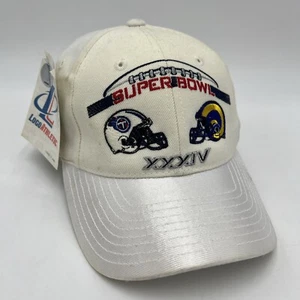 Super Bowl 34 Hat Cap TN Titans vs St Louis Rams Atlanta GA 2000 XXXIV NFL White - Picture 1 of 20