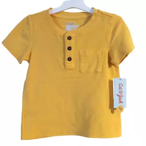 Boys Size 3T Cat & Jack Mustard Yellow Henley Short Sleeves New with Tags - Picture 1 of 5