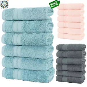Towels 6 Pack Soft Cotton Absorbent Hand Towels 570gm Cotton 35x75cm Bath Towels - Picture 1 of 25