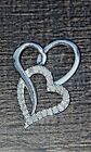 1/4 Ct Natural Diamond Double Heart Pendant Solid Sterling Silver 1g