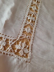 Vintage Seide handbestickt Tischdecke mit handgefertigter Spitze 80" x 65" - Bild 1 von 12