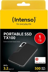 Intenso SSD externe Festplatte TX100 1,8 Zoll 1TB Typ C USB 3.2 500 MB/s schwarz - Bild 1 von 3