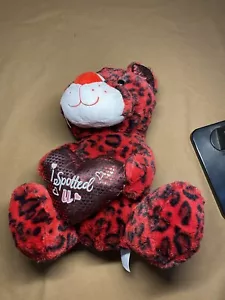 Hug&Luv Leopard Red Black Sparkle heart Valentine " I spotted U"Plush Toy - Picture 1 of 10