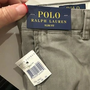 Polo Ralph Lauren Mens NWT Stretch Slim Fit Pants 30x30 Grey Cotton Preppy Chino - Picture 1 of 10