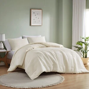 Wyatt 3 Piece Knitted Jersey Comforter Set Full/Queen King/Cal Kin - Picture 1 of 9