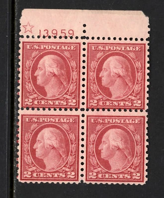 SCOTT 540 1919 2 CENT WASHINGTON REGULAR ISSUE STAR PB OF 4 MNH OG VF CAT $275 - Image 1 of 2