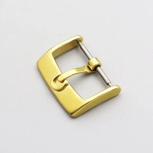 Aftermarket 16 MM Misura Interna Gold FIBBIA OROLOGIO BUCKLE ACCIAIO NUOVA - Imagen 1 de 1