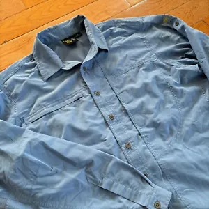 Mountain Hardwear Vented Long Sleeve Shirt Mens M Fishing Hiking Camping Blue - Picture 1 of 11