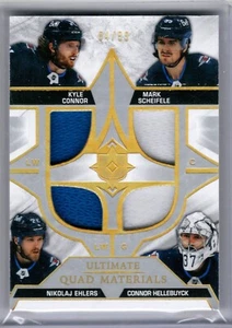 2021-22 Ultimate Quad Materials Winnipeg Kyle Connor, Hellebuyck, Ehlers 84/99 - Imagen 1 de 2