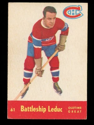 Battleship Leduc OTG 1955-56 Parkhurst #61 Stain in the back No Crease VG - Image 1 of 2