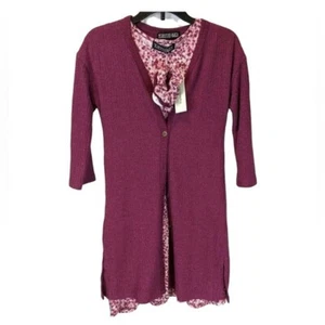 Francesca's Trixxi Girl Size L NWT Burgundy Short Sleeve Dress Set w Sweater - Picture 1 of 8