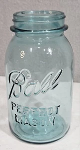 Ball Perfect Mason Quart Jar Blue 1923 - 1933 - Picture 1 of 8