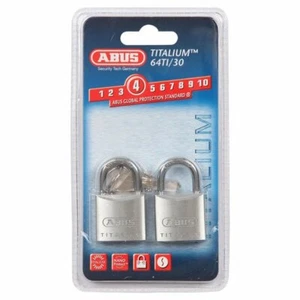 ABUS 30mm Titalium Padlock-PADLOCKS KEYED ALIKE X 2 Free Postage-64TI30TWINSC - Picture 1 of 5