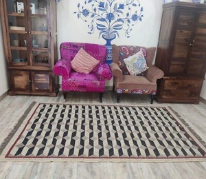 Rug Wool Kilim Handmade Large Carpet Geometric Arrow Pattern Custom Area Rug - Picture 1 of 8