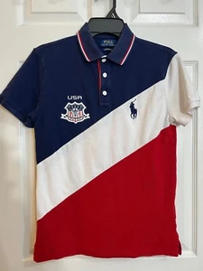 Polo Ralph Lauren Men's USA Rugby Polo Shirt Custom Slim Fit Red White Blue S - Picture 1 of 17