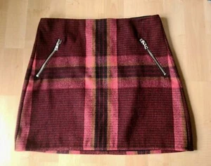 Minigonna GAP misto lana a quadri rosa nera taglia 2 con tasche zip 28"L x 5"L nuova senza etichette - Foto 1 di 7