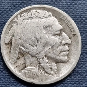 1918 D Buffalo Nickel - ERROR - Lamination Error - Better Grade #94559 - Picture 1 of 2