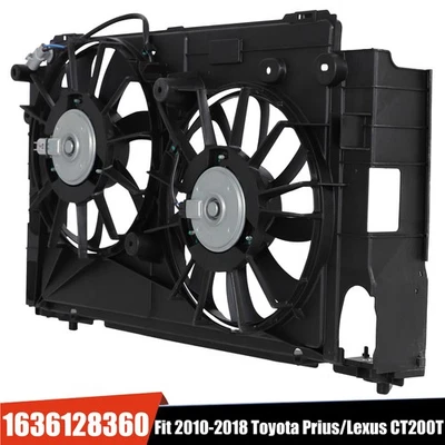 Dual AC Condenser Radiator Cooling Fan Fit 2010-2018 Toyota Prius Lexus CT200H - Image 1 of 4