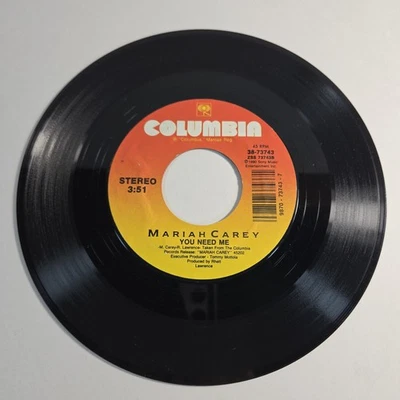 Mariah Carey "You Need Me" 45 Vg+ Tested Jukebox 1990 "I Don't Wanna Cry" - Image 1 of 3