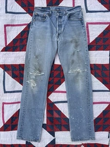 VTG Levi's 501 0117 xx 90s Denim Pants Jeans Faded Holes Thrashed Perfect 31x33 - Picture 1 of 9