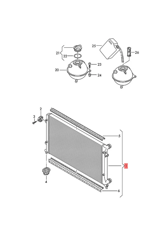 Original AUDI A3 S3 Sportback Lim. quattro. Enfriador para refrigerante 8P0198251 Foto 1 de 1