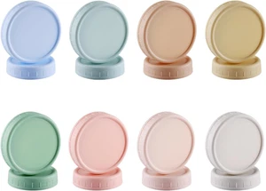 16PCS Colored Plastic Mason Jar Lids with Silicone Rings (8 Wide Mouth & 8 Regul - Picture 1 of 12