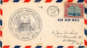American Airlines First Flight Nashville Tennessee - Louisville Kentucky - 1931 - Picture 1 of 2
