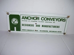 Vintage Enamel Advertising ANCHOR CONVEYORS Sign 5 x 14 - Bild 1 von 3