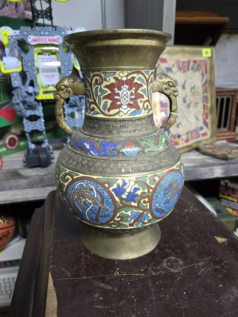 黄铜多色日本古董花瓶| eBay