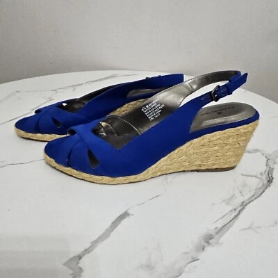 Bandolino Womens  Textile  Wedge Sz 9½M. Slingback Sandal Cobalt Blue  - Image 1 of 4